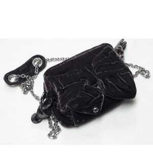 NEW JUICY COUTURE GRAY VELVET BOW CHAIN STRAP SHOULDER BAG